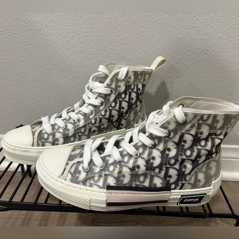Dior White and Black High-Top Sneakers